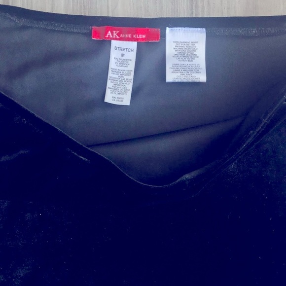 Anne Klein Red Label Stretchy Waistband Black Velvet Midi Skirt Sz Med - Picture 7 of 8